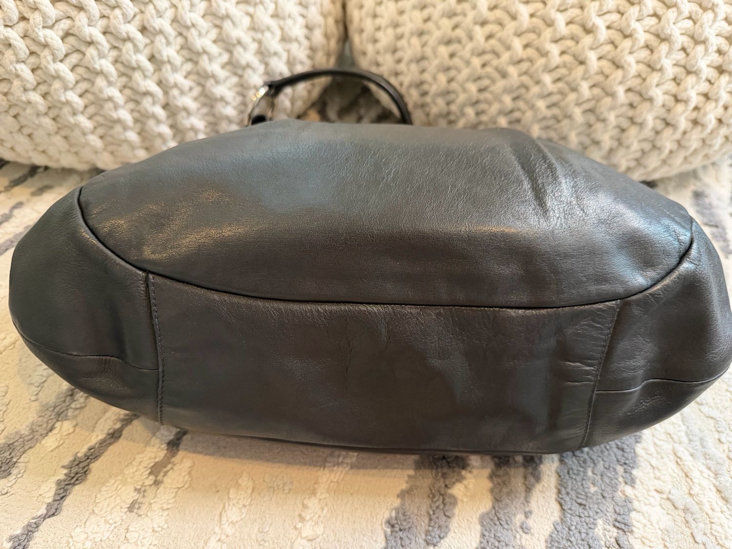 Prada Soft Calf Pleated Buckle Hobo Nero Shoulder Bag