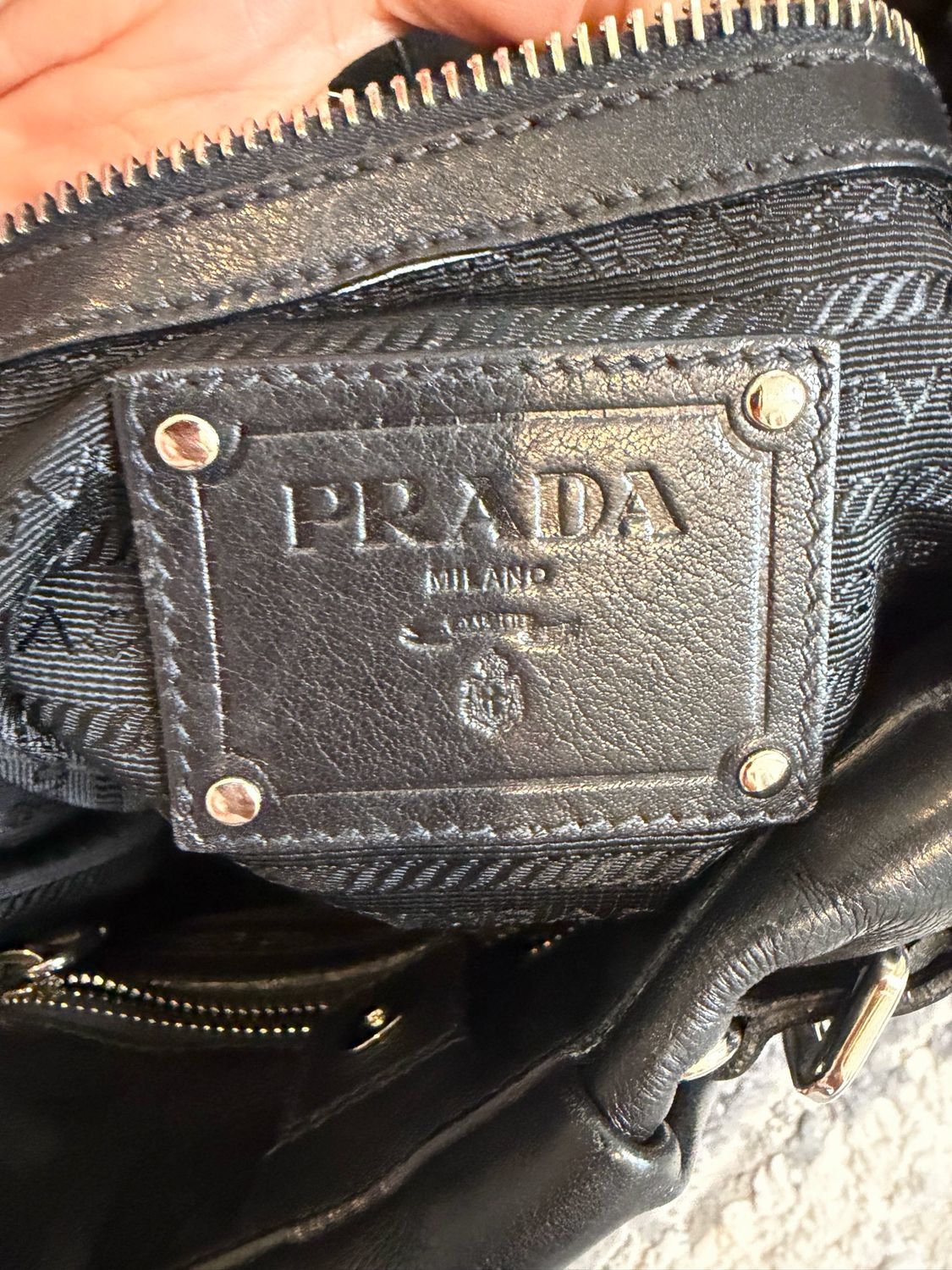 Prada Soft Calf Pleated Buckle Hobo Nero Shoulder Bag