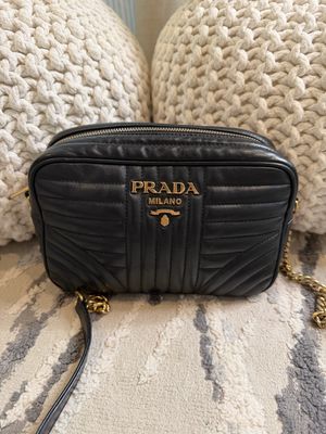 Prada Quilted Diagramme Camera Bag Small Crossbody Sling
