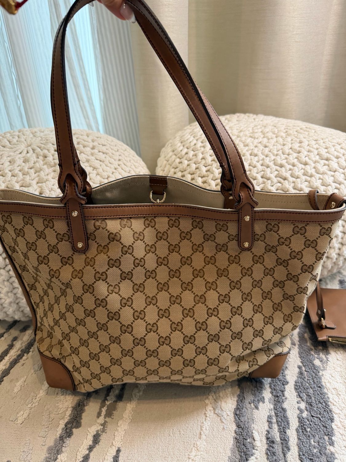 Gucci Monogram Canvas Craft Tote Medium With Pouch