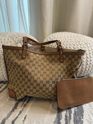 Gucci Monogram Canvas Craft Tote Medium With Pouch