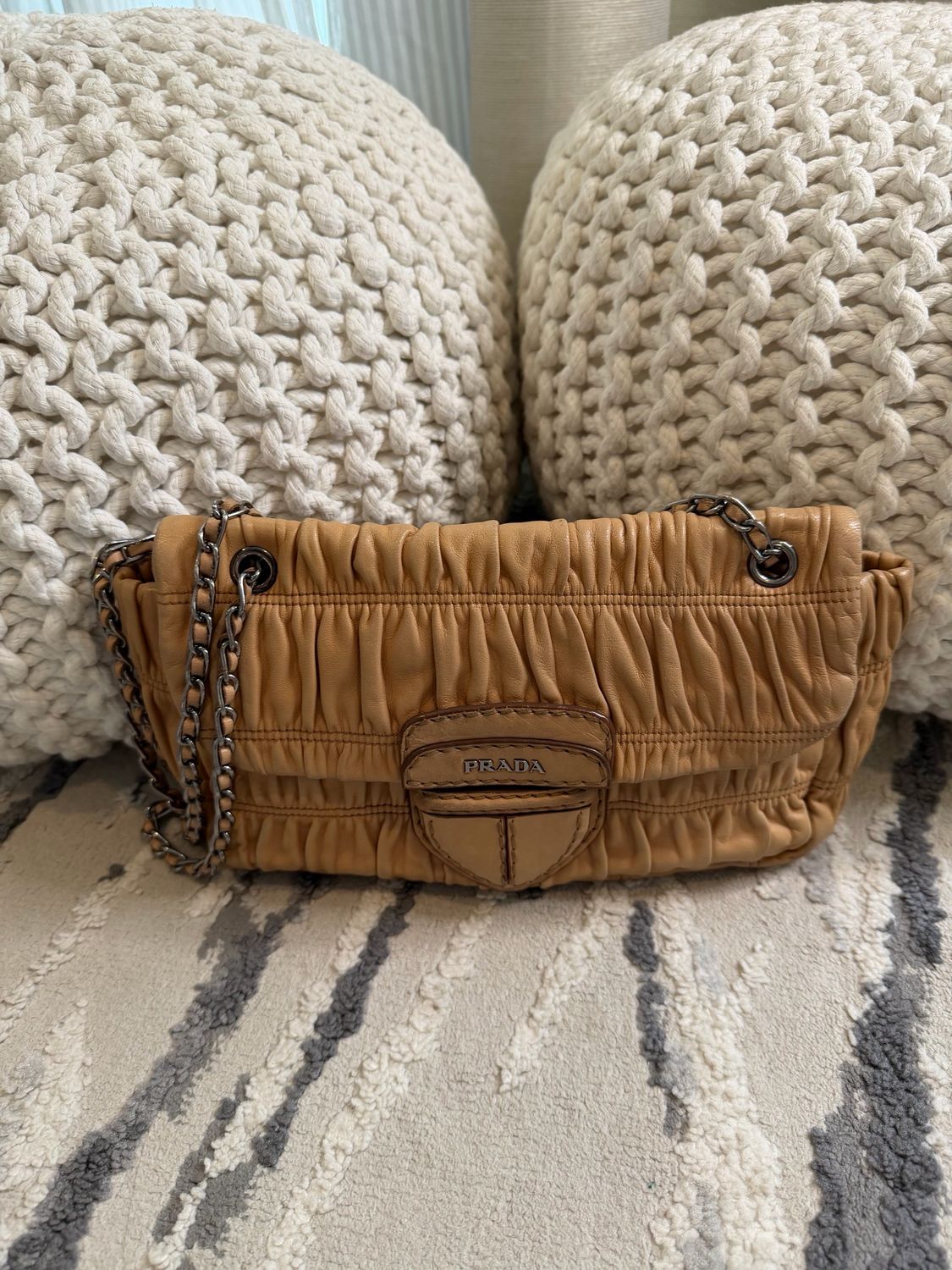 Prada Nappa Gaufre Flap Chain Shoulder Bag