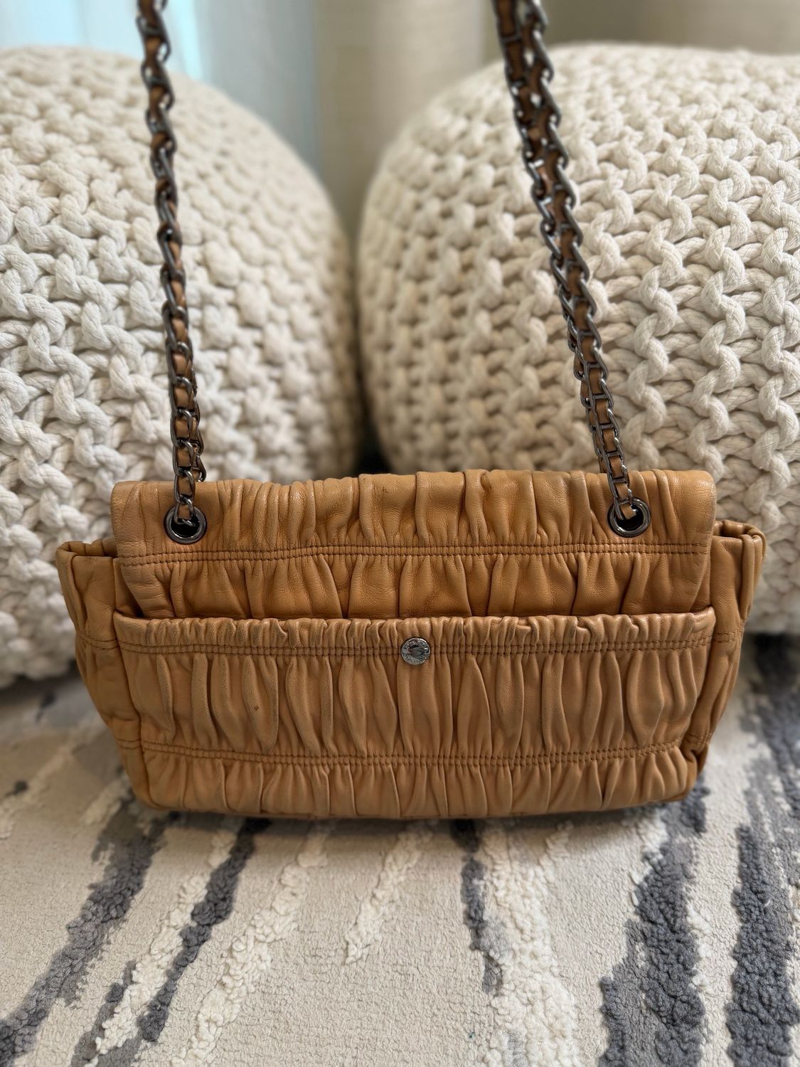 Prada Nappa Gaufre Flap Chain Shoulder Bag