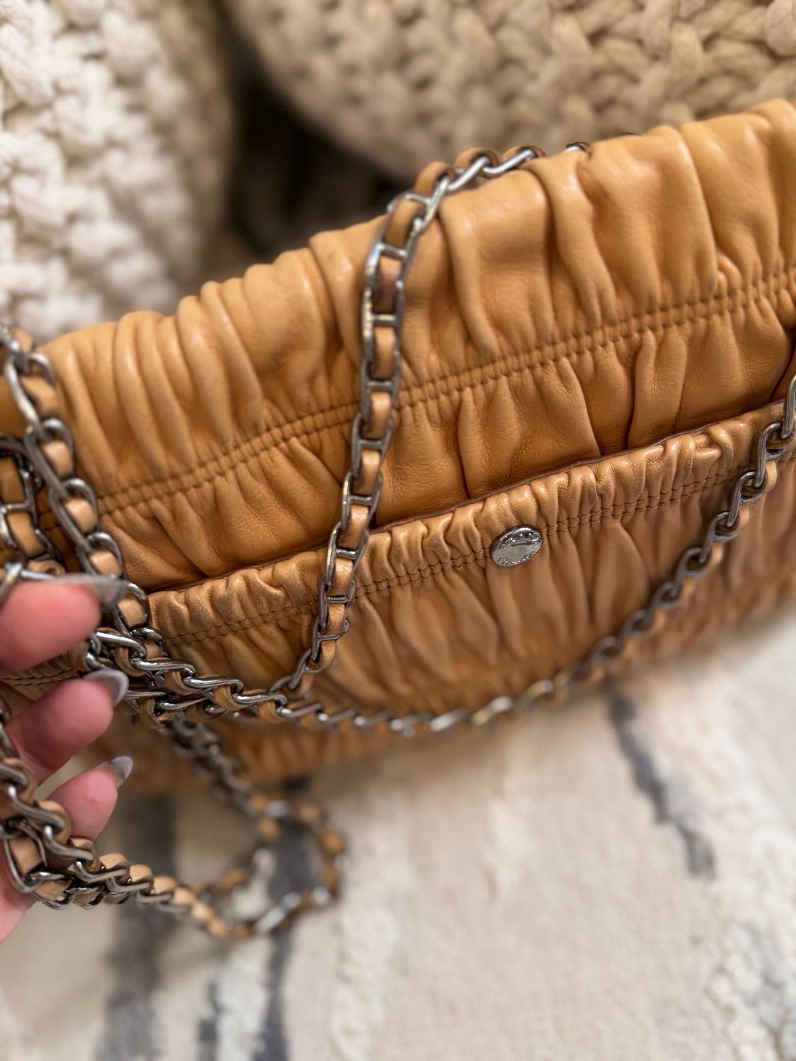 Prada Nappa Gaufre Flap Chain Shoulder Bag