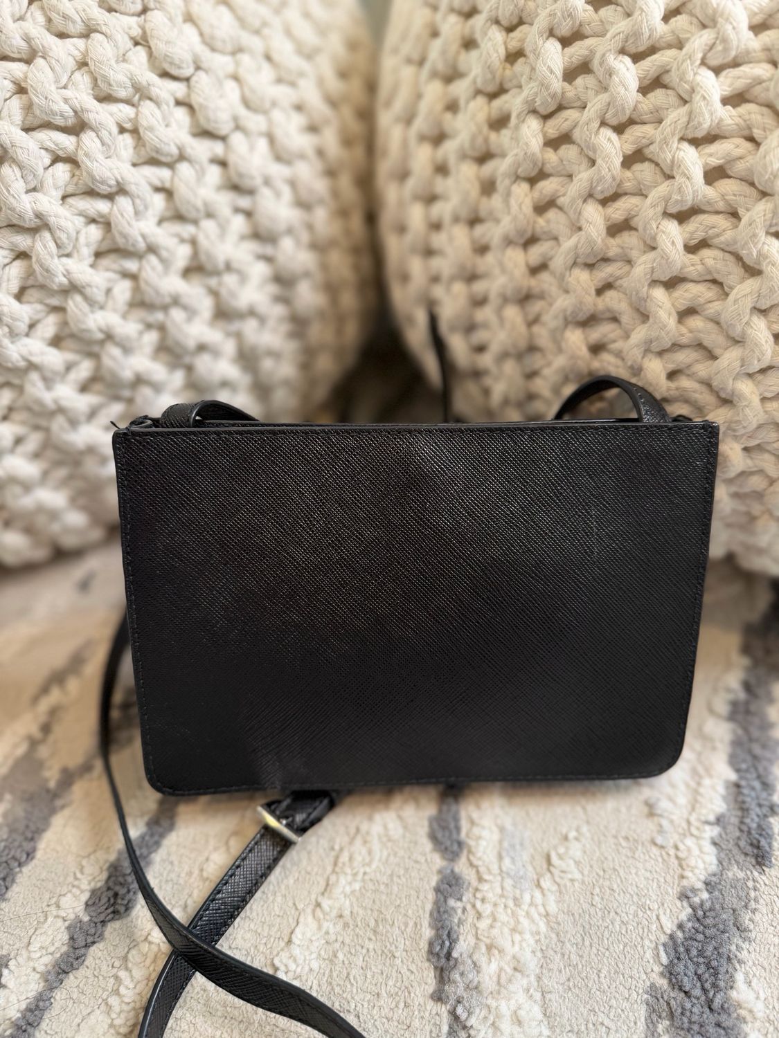 Prada Saffiano Leather Crossbody Messenger Sling Front Pocket