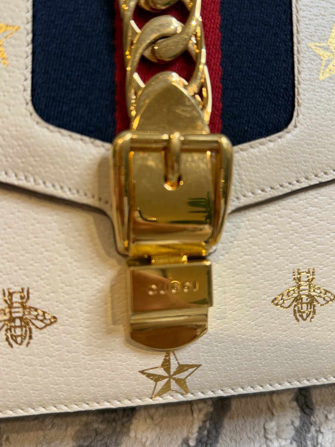 Gucci Sylvie Web Double Strap Crossbody Small Messenger Flap