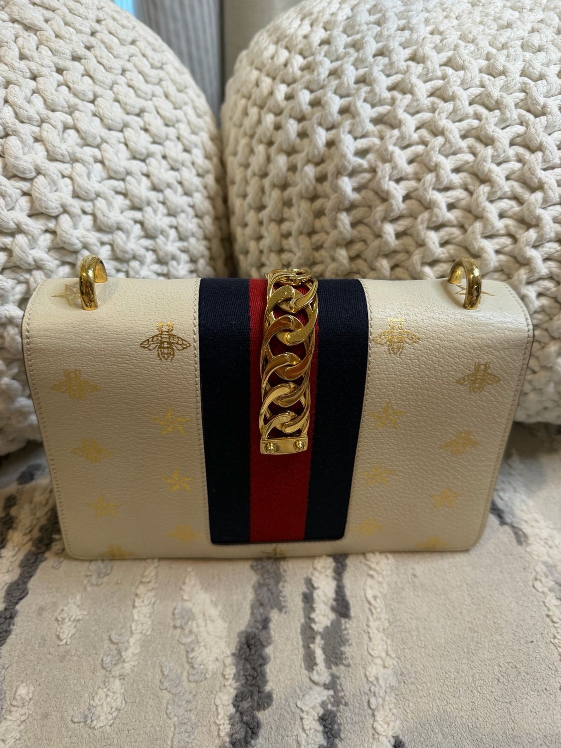 Gucci Sylvie Web Double Strap Crossbody Small Messenger Flap