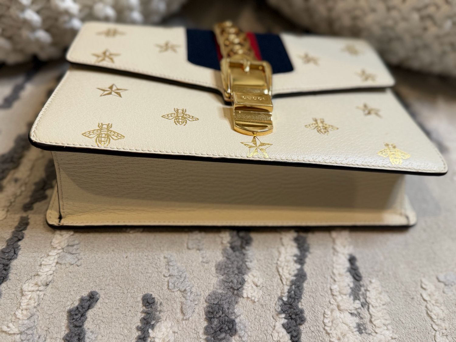 Gucci Sylvie Web Double Strap Crossbody Small Messenger Flap