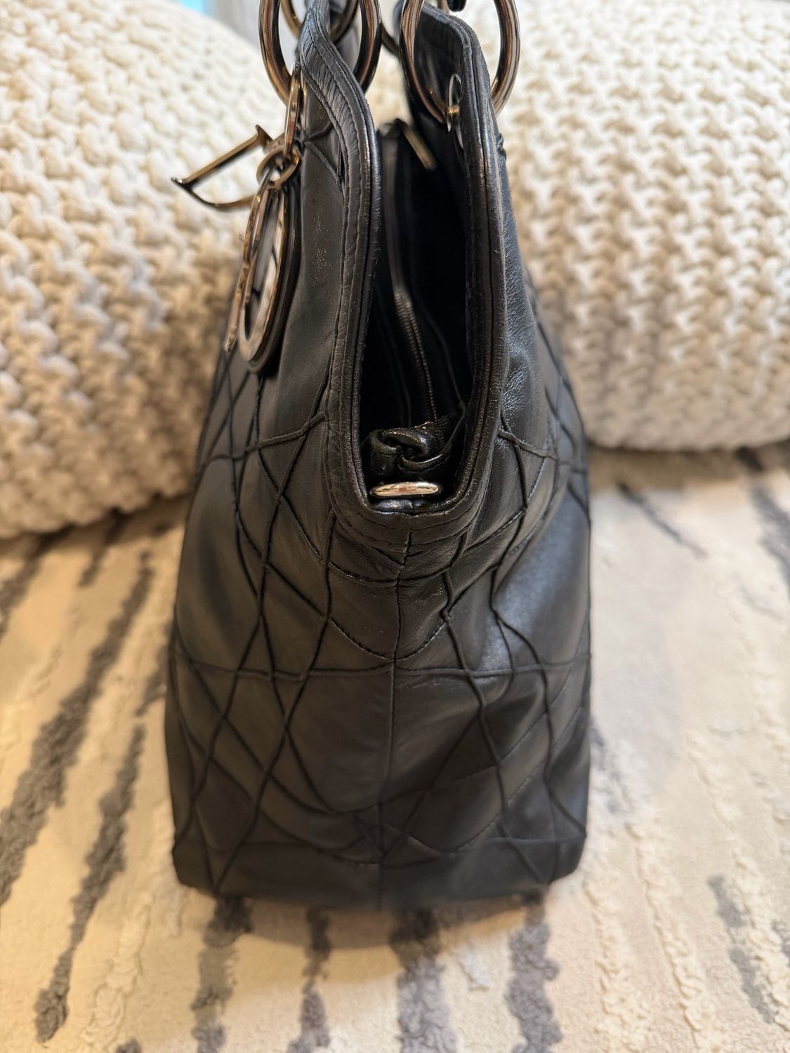 Christian Dior Cannage Top Handle Quilted Leather Granville