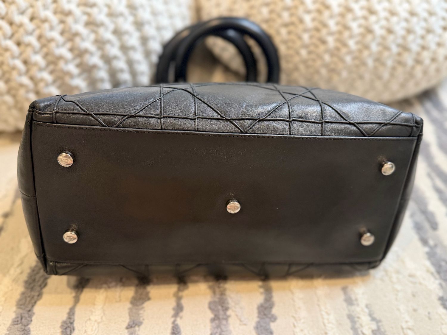 Christian Dior Cannage Top Handle Quilted Leather Granville