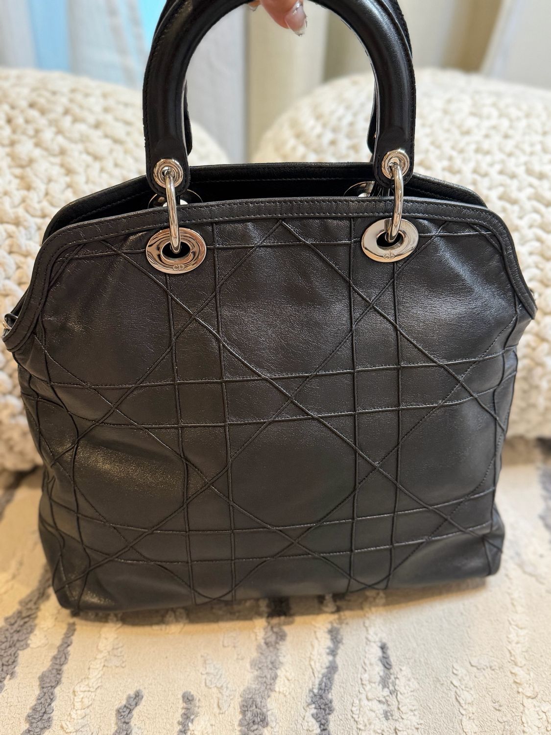 Christian Dior Cannage Top Handle Quilted Leather Granville
