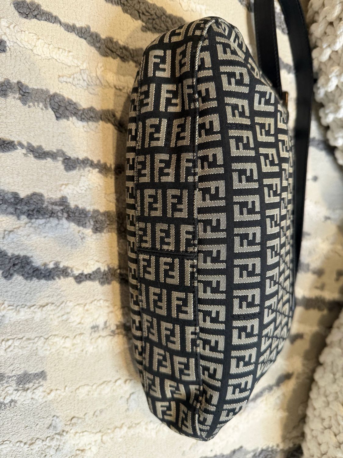 Fendi Zucca Baguette Flap Drawstring Hobo Shoulder Bag