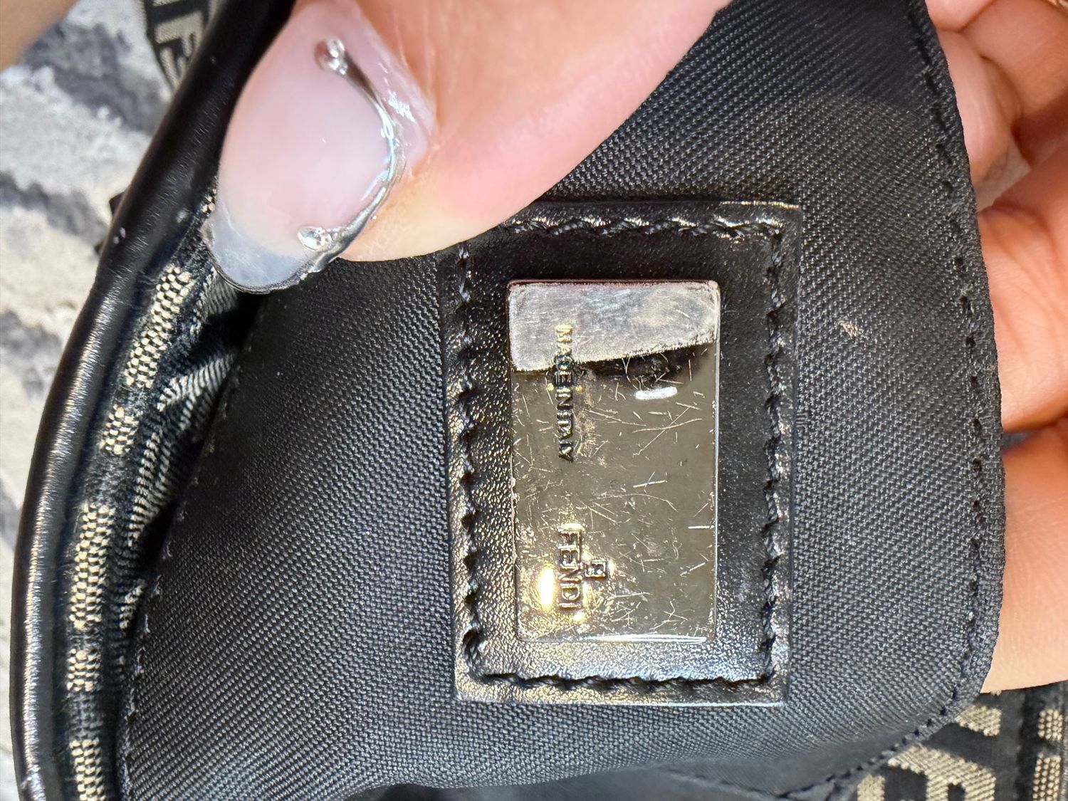 Fendi Zucca Baguette Flap Drawstring Hobo Shoulder Bag