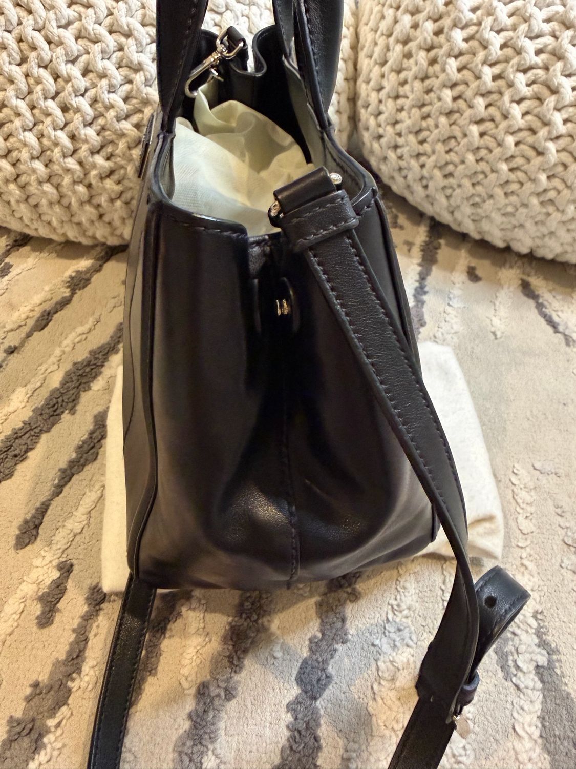 Prada Black Leather Quilted Garden Party Crossbody Messenger