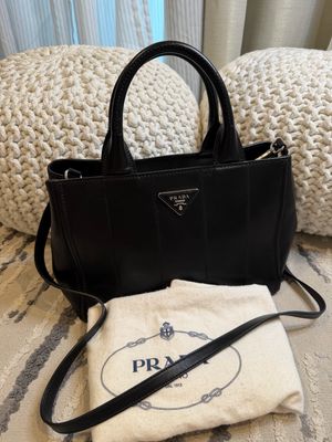 Prada Black Leather Quilted Garden Party Crossbody Messenger