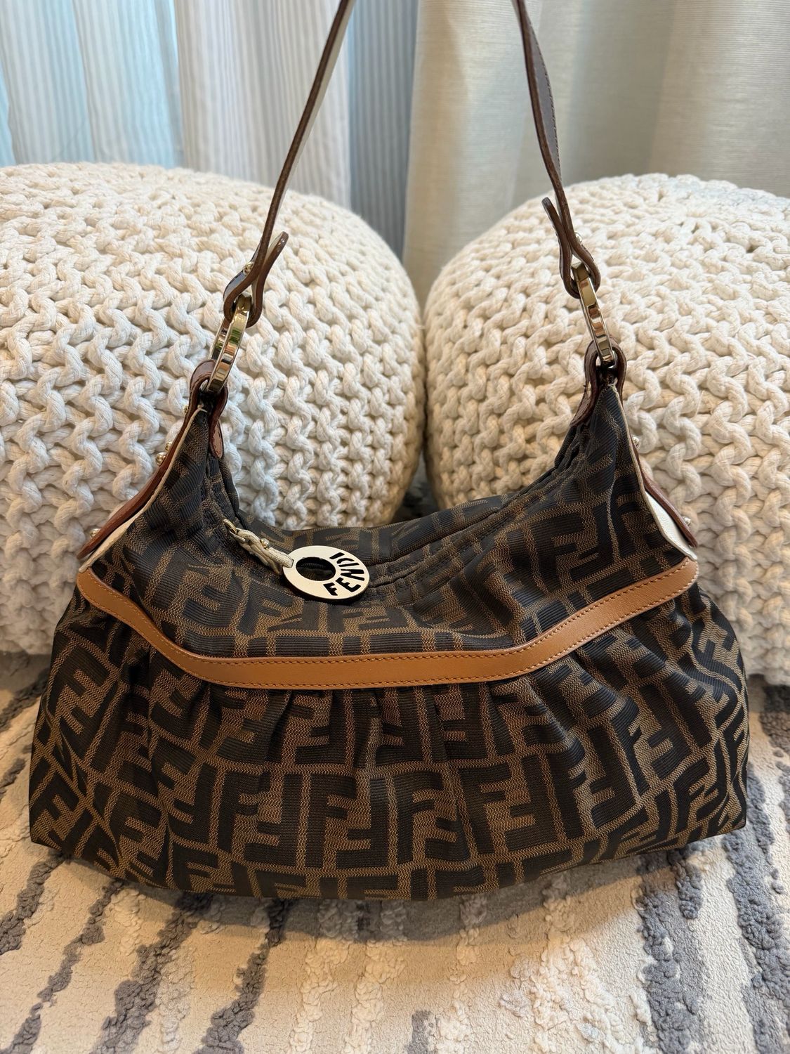 Fendi Zucca Borsa Chef Hobo Shoulder Bag