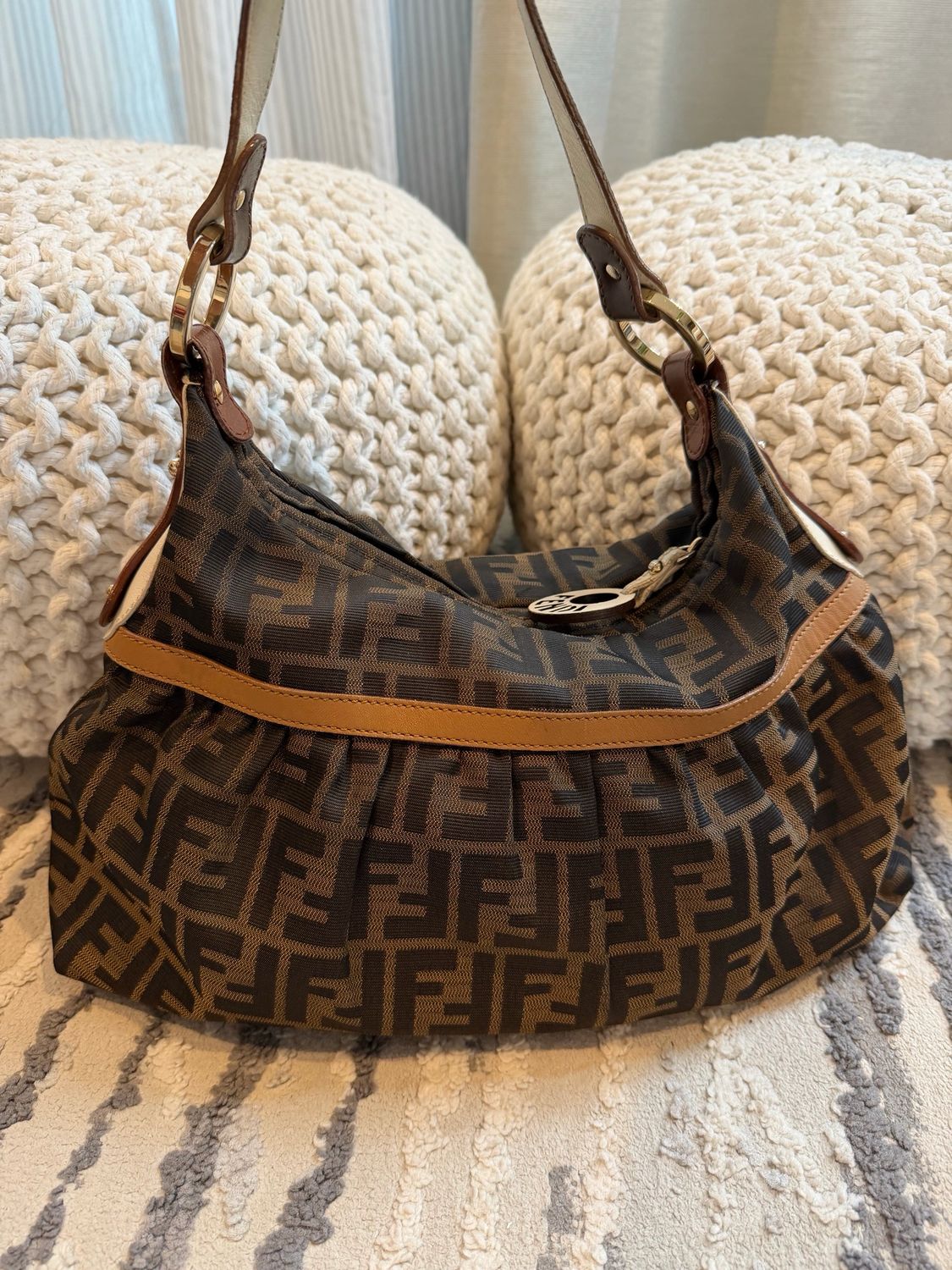 Fendi Zucca Borsa Chef Hobo Shoulder Bag
