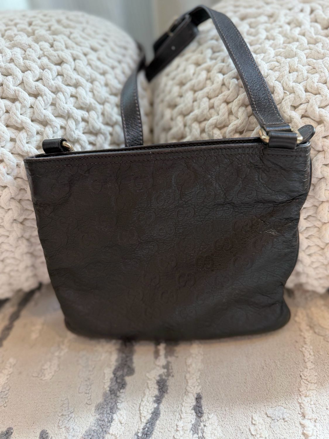 Gucci Flat Zipper Guccissima Leather Crossbody Small Messenger