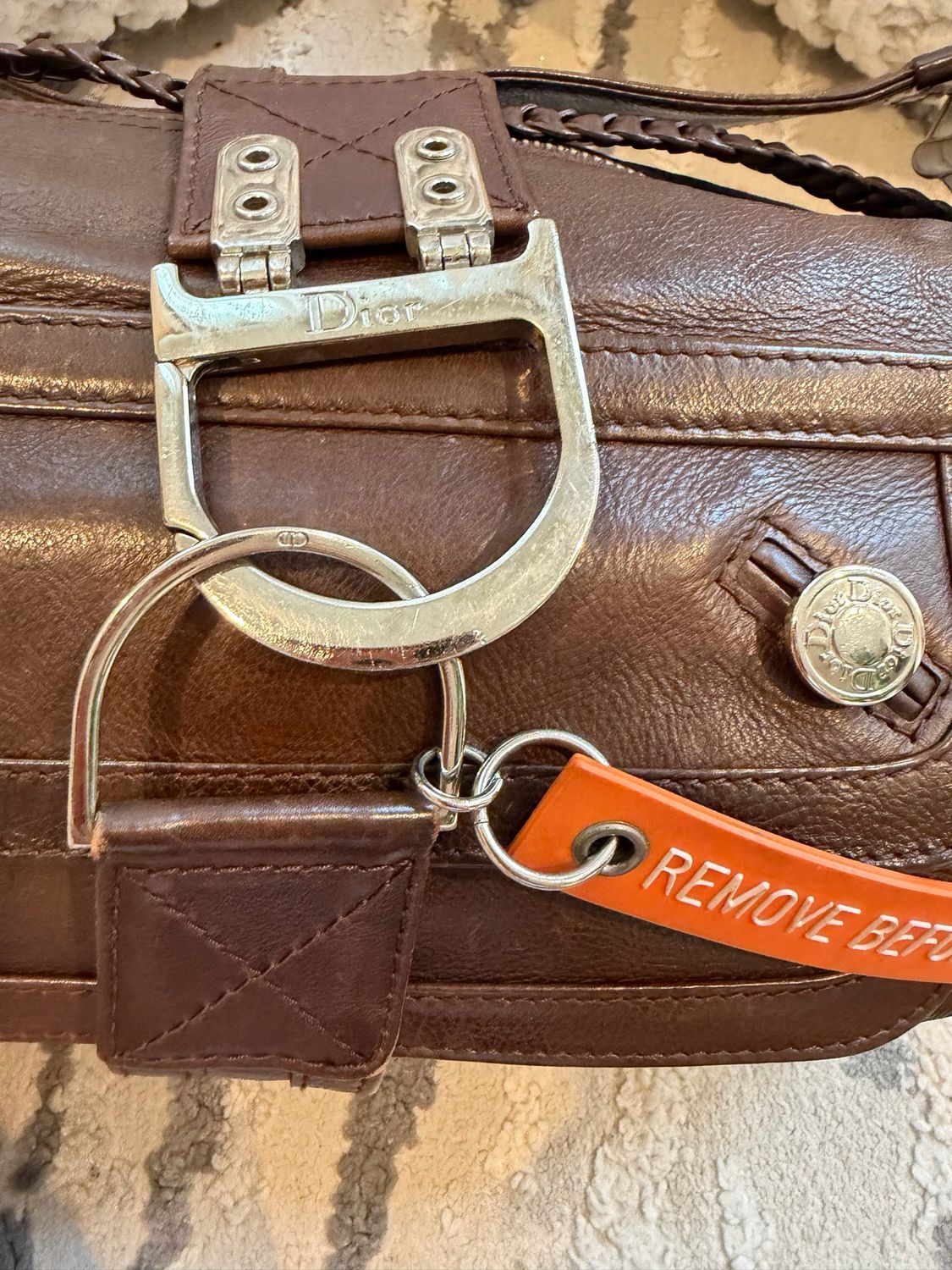 Christian Dior Calfskin Hobo Shoulder Flight Bag