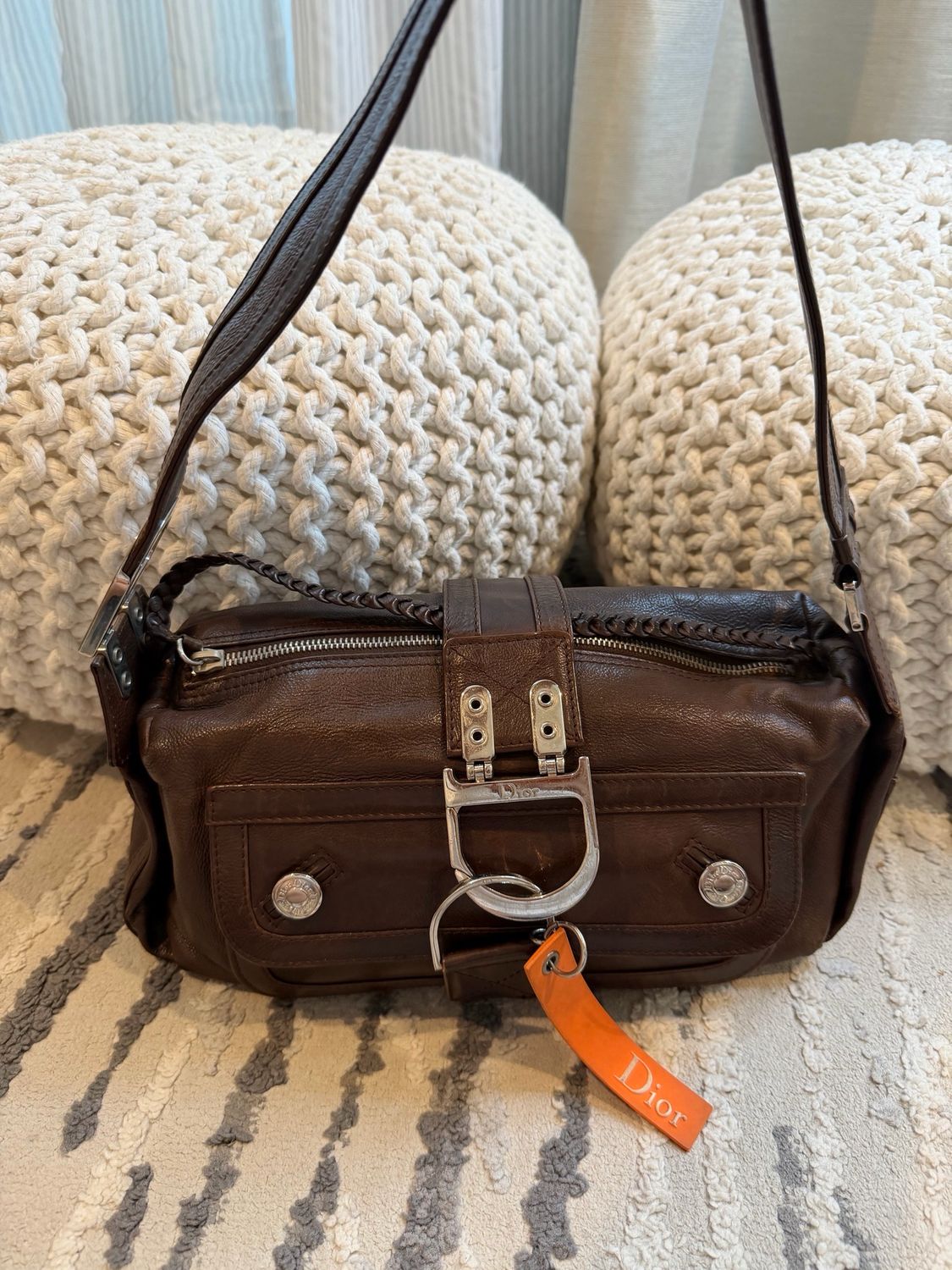 Christian Dior Calfskin Hobo Shoulder Flight Bag