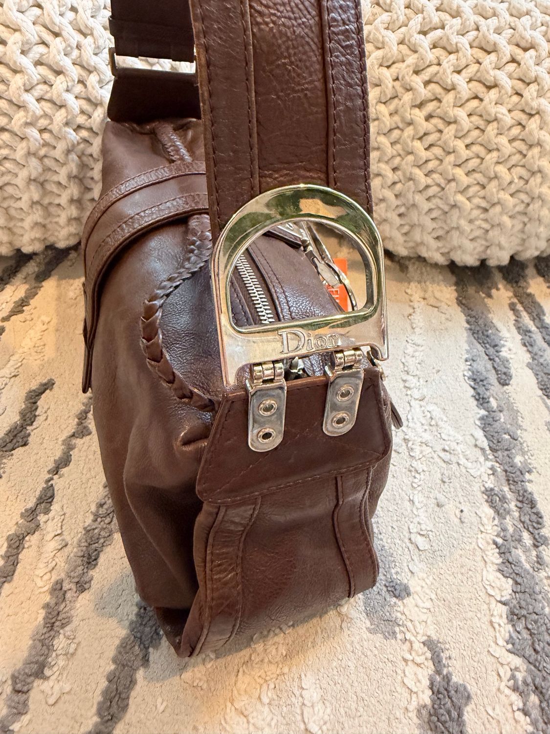 Christian Dior Calfskin Hobo Shoulder Flight Bag