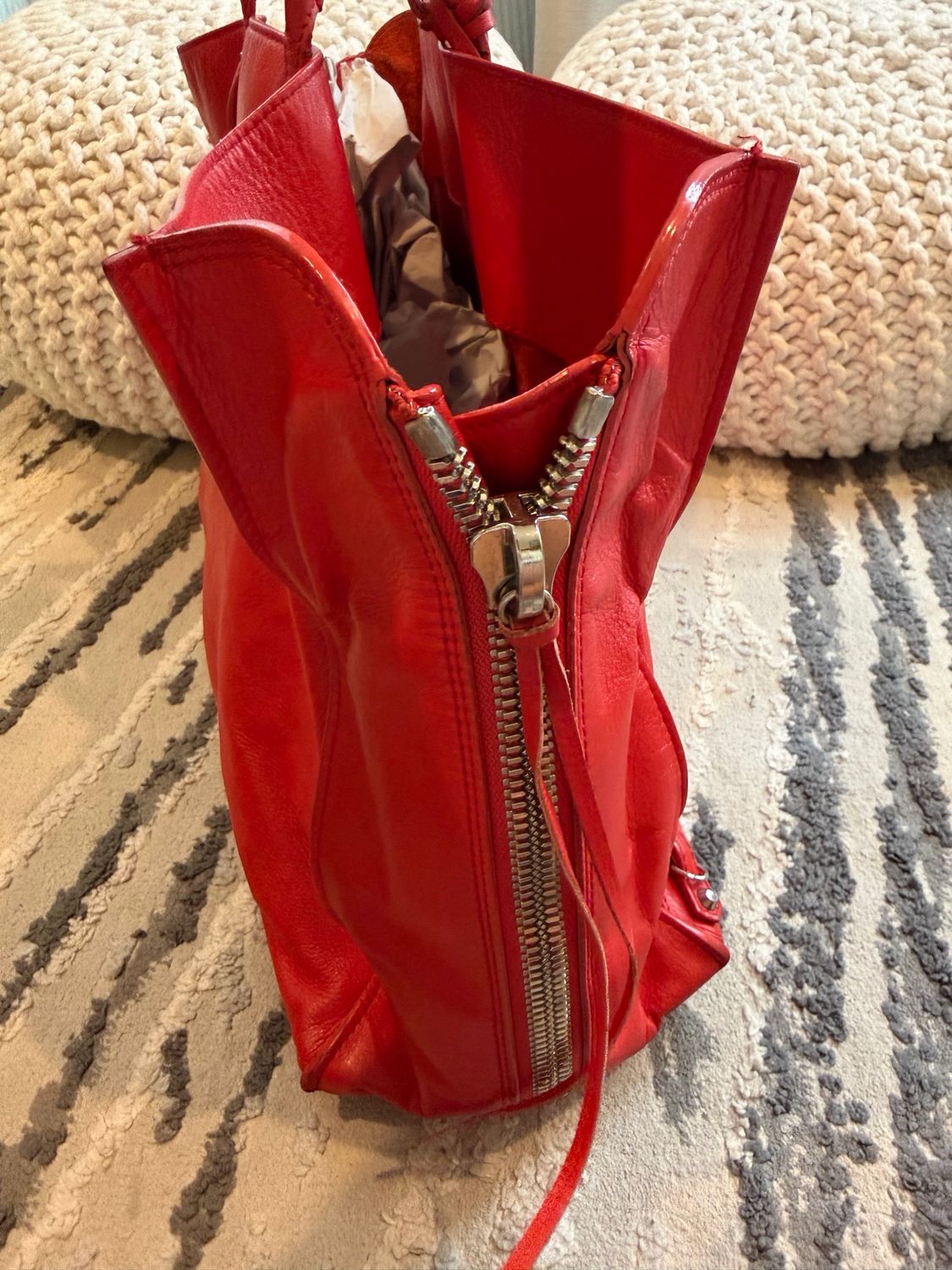 Balenciaga Papier A4 Tote Shoulder Bag Coquelicot Red