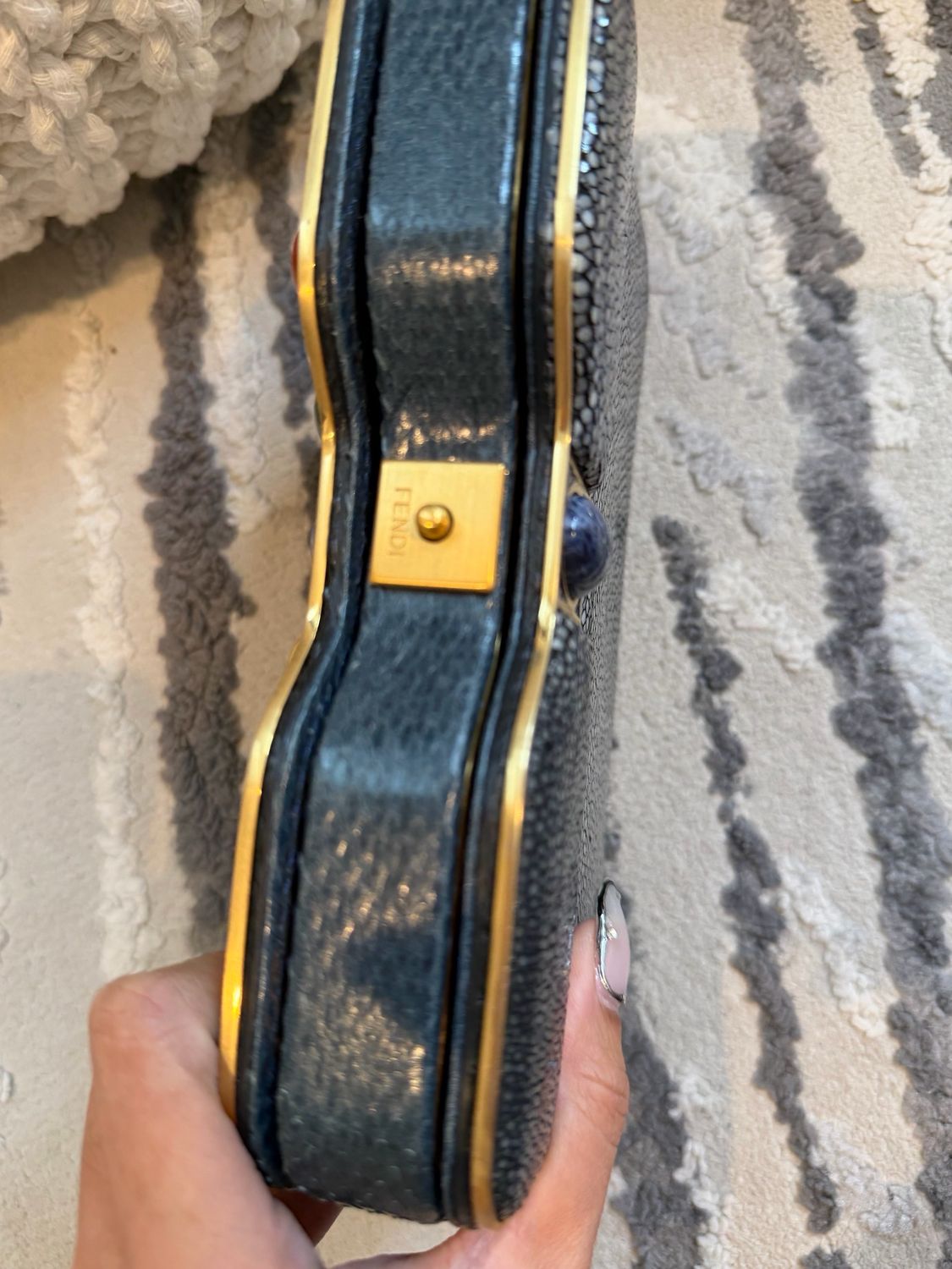 Fendi Limited Stingray Clutch Jeweled Pouch