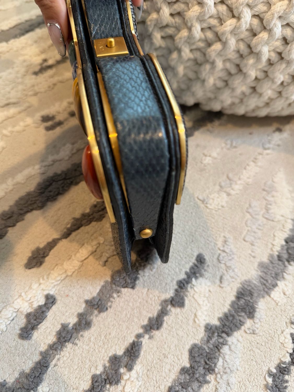 Fendi Limited Stingray Clutch Jeweled Pouch