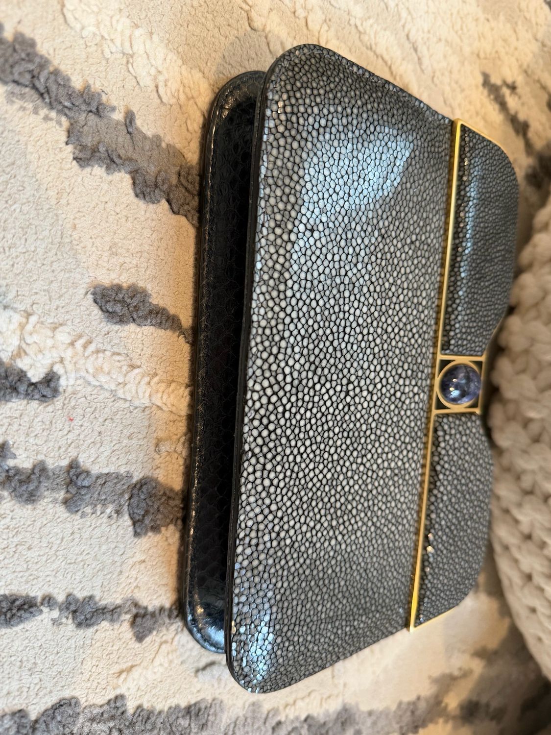 Fendi Limited Stingray Clutch Jeweled Pouch