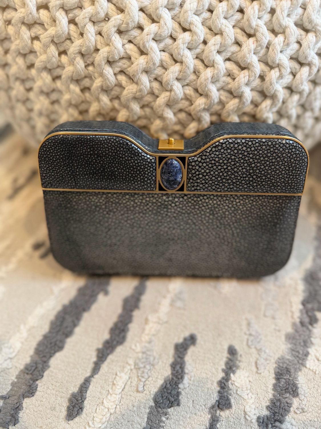 Fendi Limited Stingray Clutch Jeweled Pouch