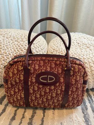 Christian Dior Trotter Vintage Bowling Bag Burgundy