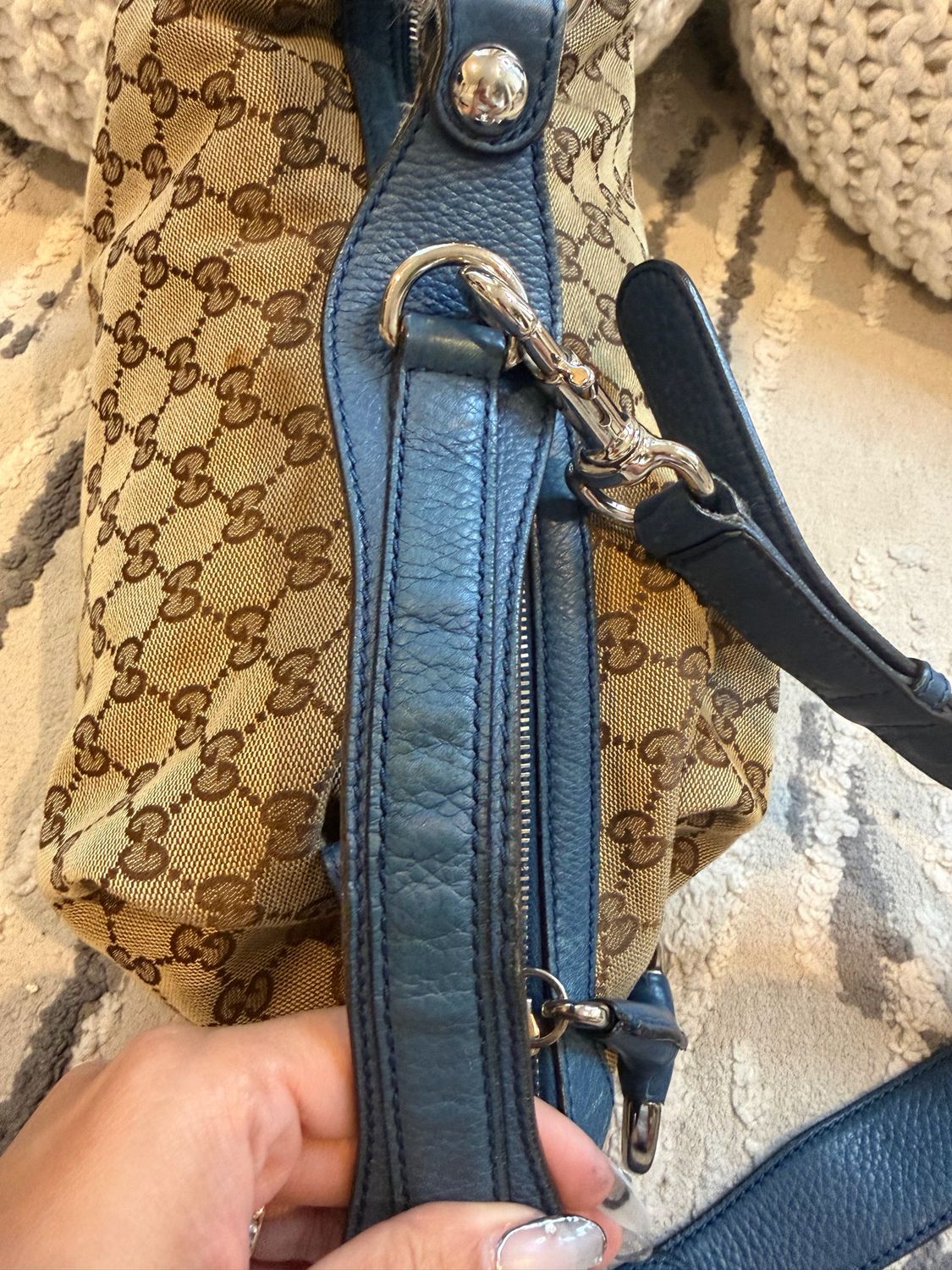 Gucci Monogram Canvas Icon Bit Hobo Shoulder Bag