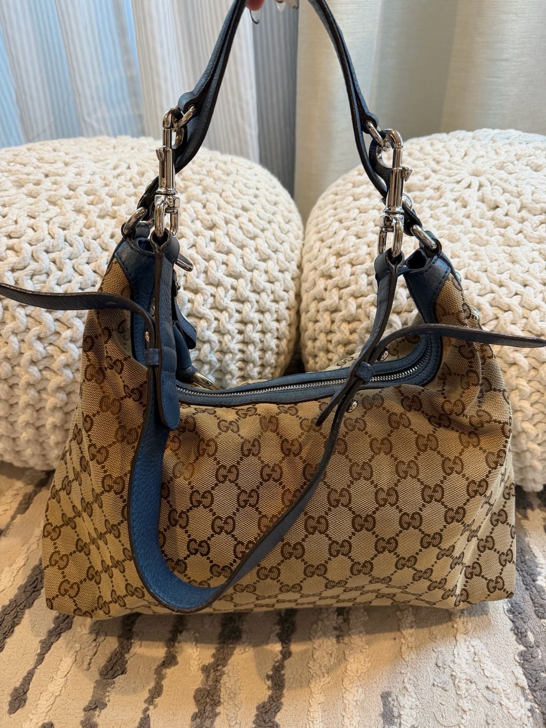Gucci Monogram Canvas Icon Bit Hobo Shoulder Bag