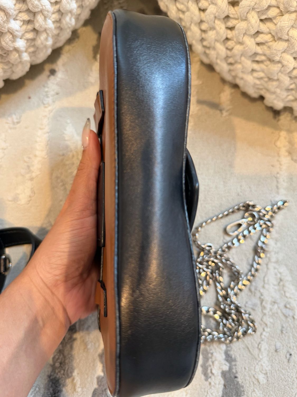 Prada Sidonie Waist Bag Two Tone Crossbody Chain Strap