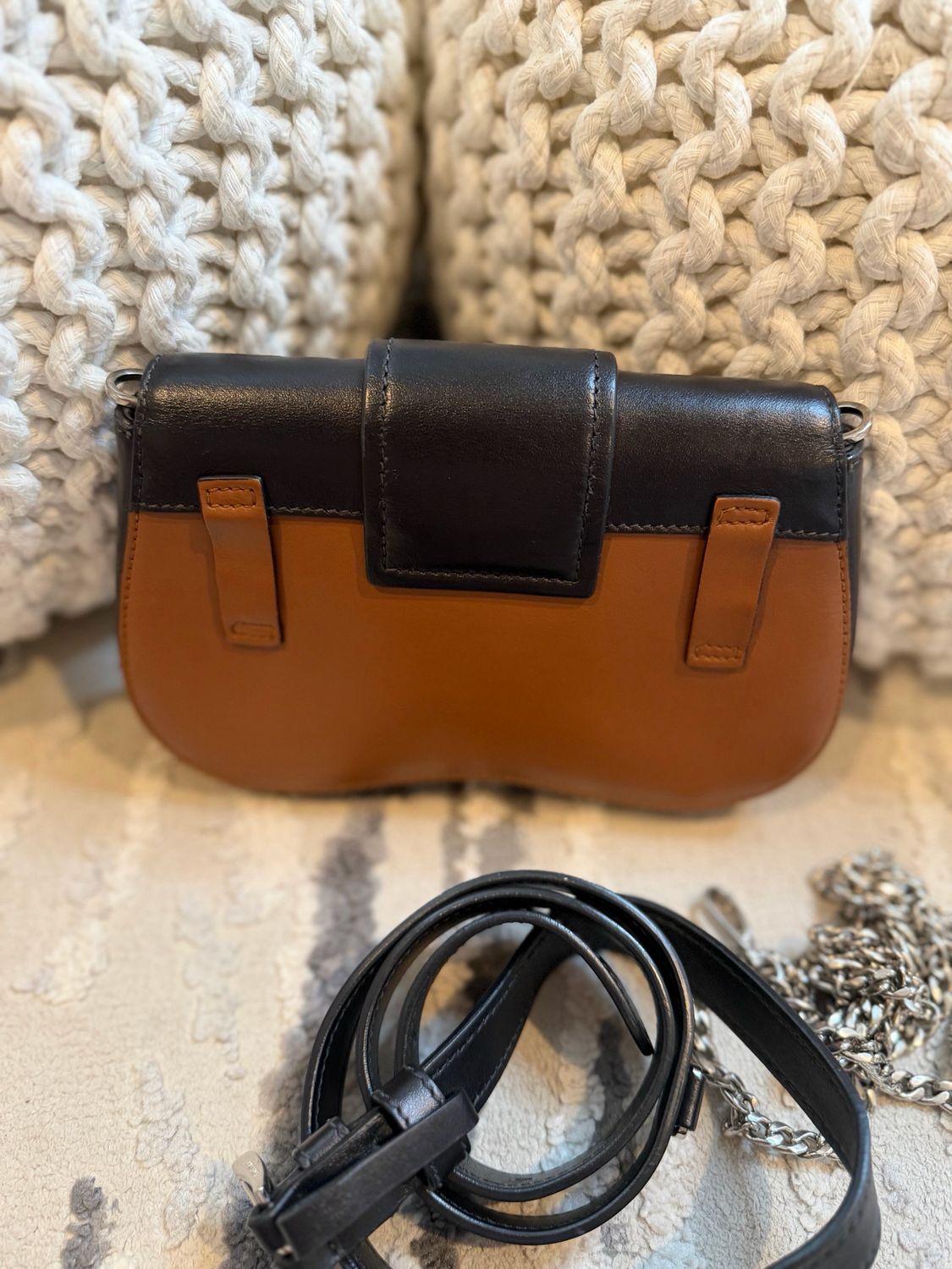 Prada Sidonie Waist Bag Two Tone Crossbody Chain Strap