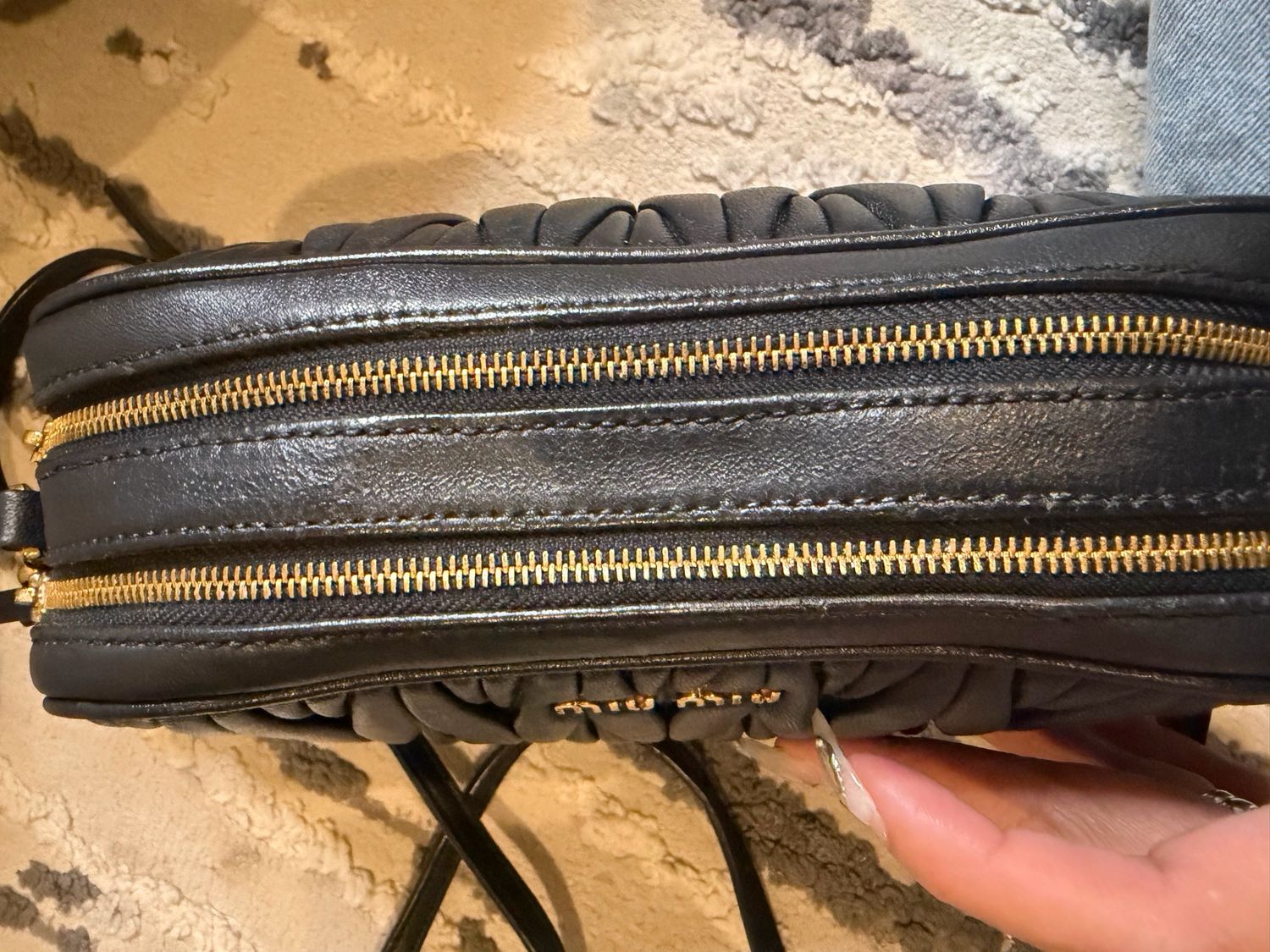 Miu Miu Matelasse Camera Bag Double Zipper Crossbody