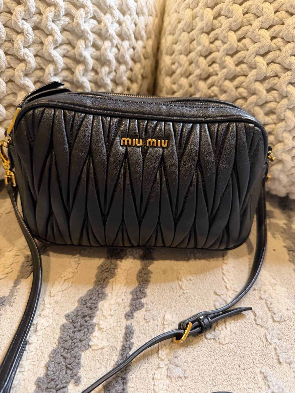 Miu Miu Matelasse Camera Bag Double Zipper Crossbody