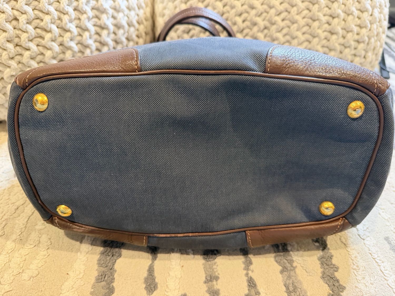 Prada Jacquard Denim Tote Shoulder Bag