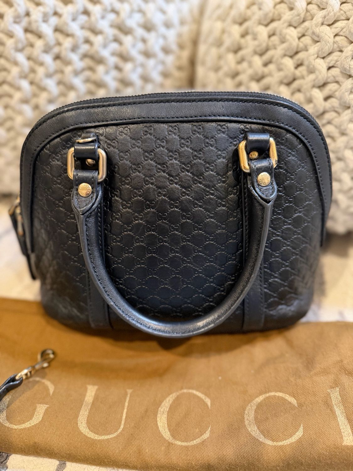 Gucci Microguccissima Leather Black Alma Mini Dome Crossbody Messenger