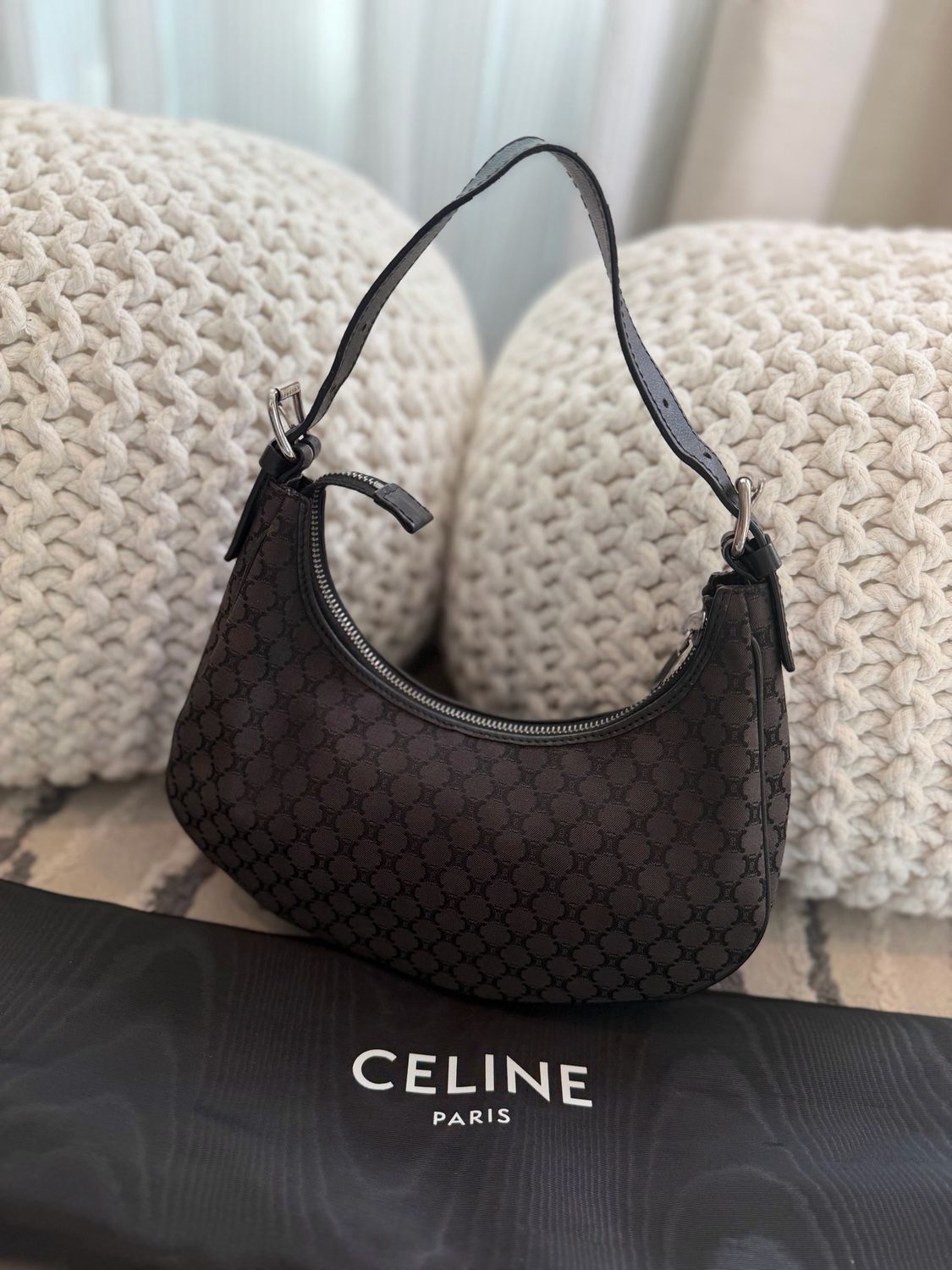 Celine Macadam Canvas Hobo Ava Shoulder Bag