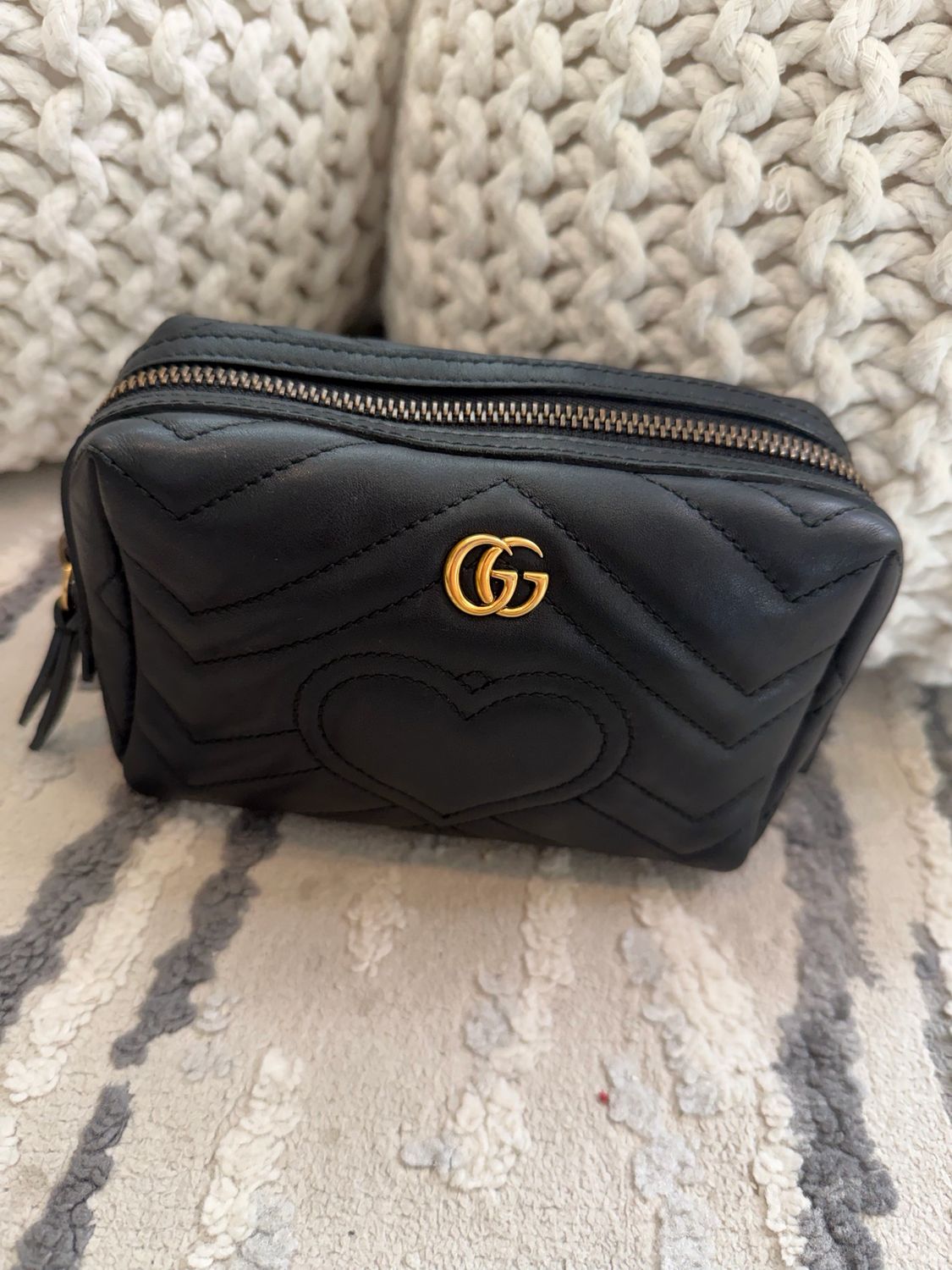 Gucci Marmont Mini Pouch Cosmetic Case Black