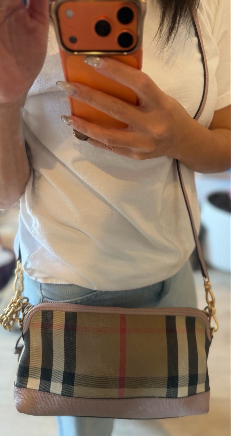 Burberry Abingdon Crossbody Messenger Double Strap House Check