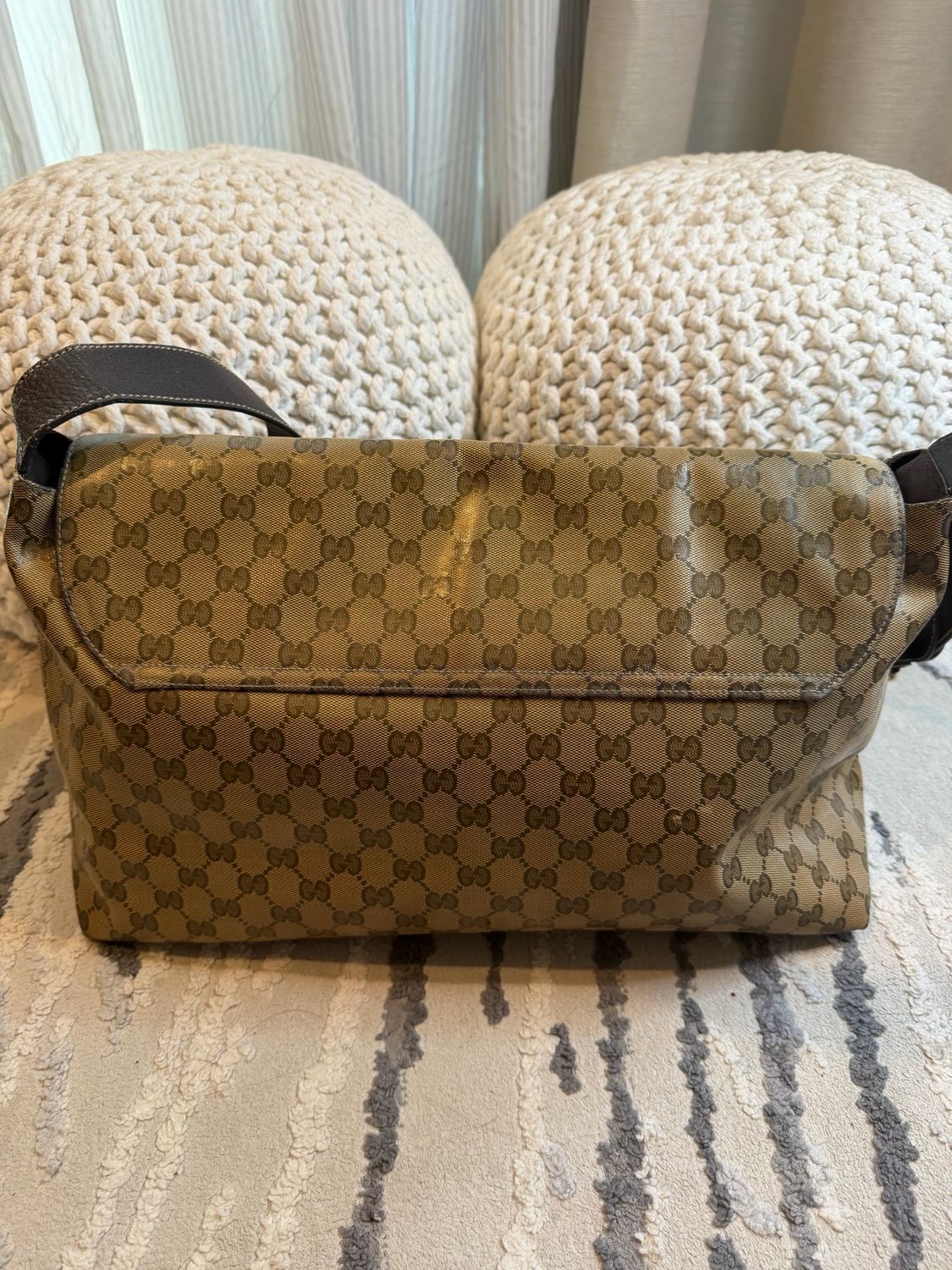 Gucci Supreme Monogram Crystal Flap Messenger Crossbody