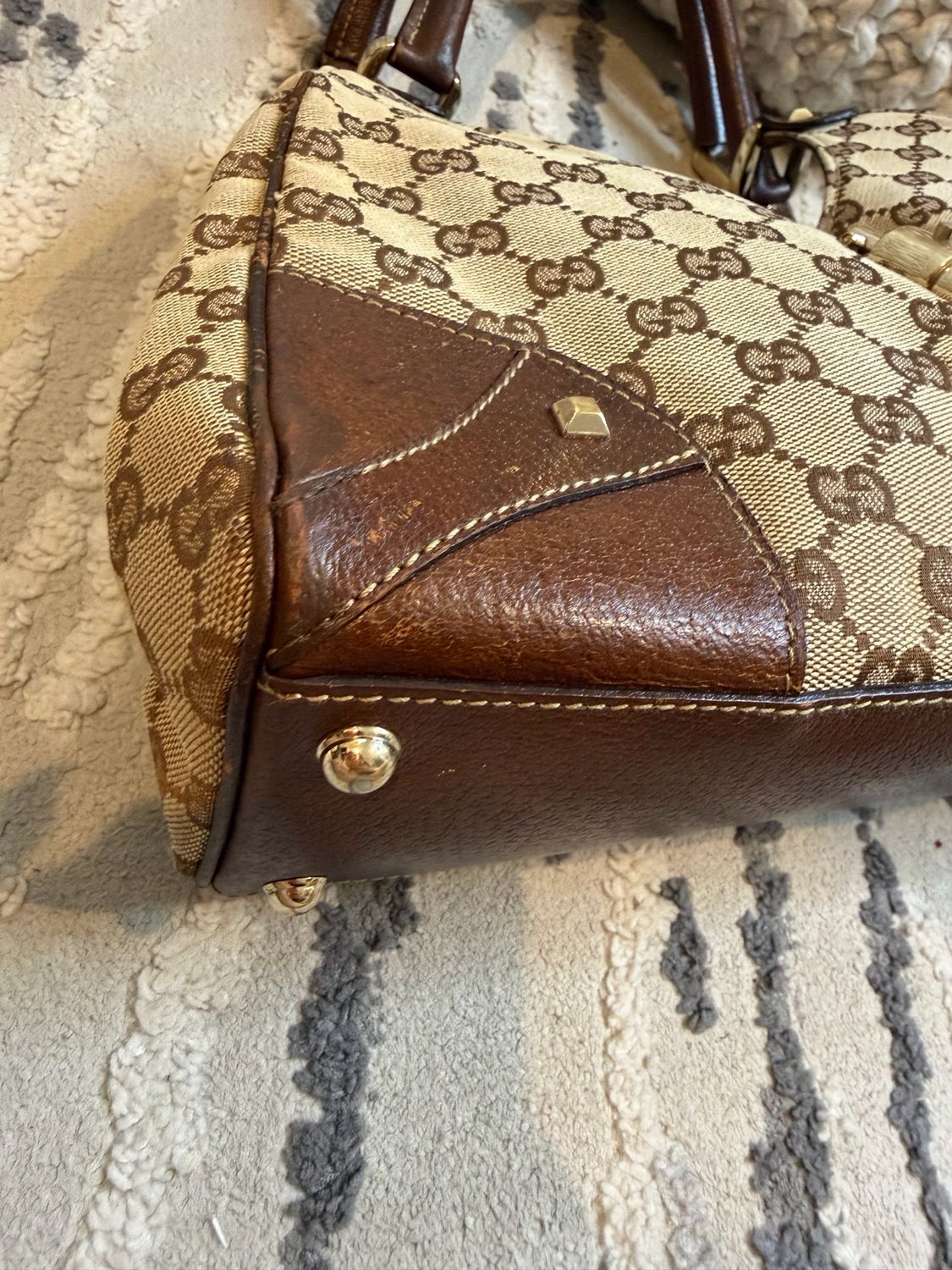 Gucci Monogram Canvas Jackie Hobo Piston Lock