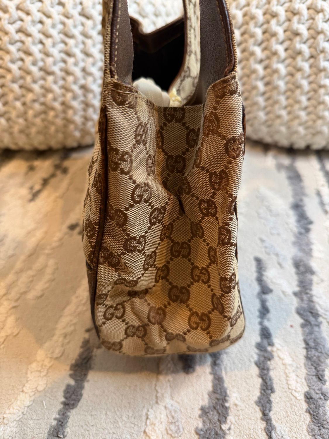 Gucci Monogram Canvas Jackie Hobo Piston Lock
