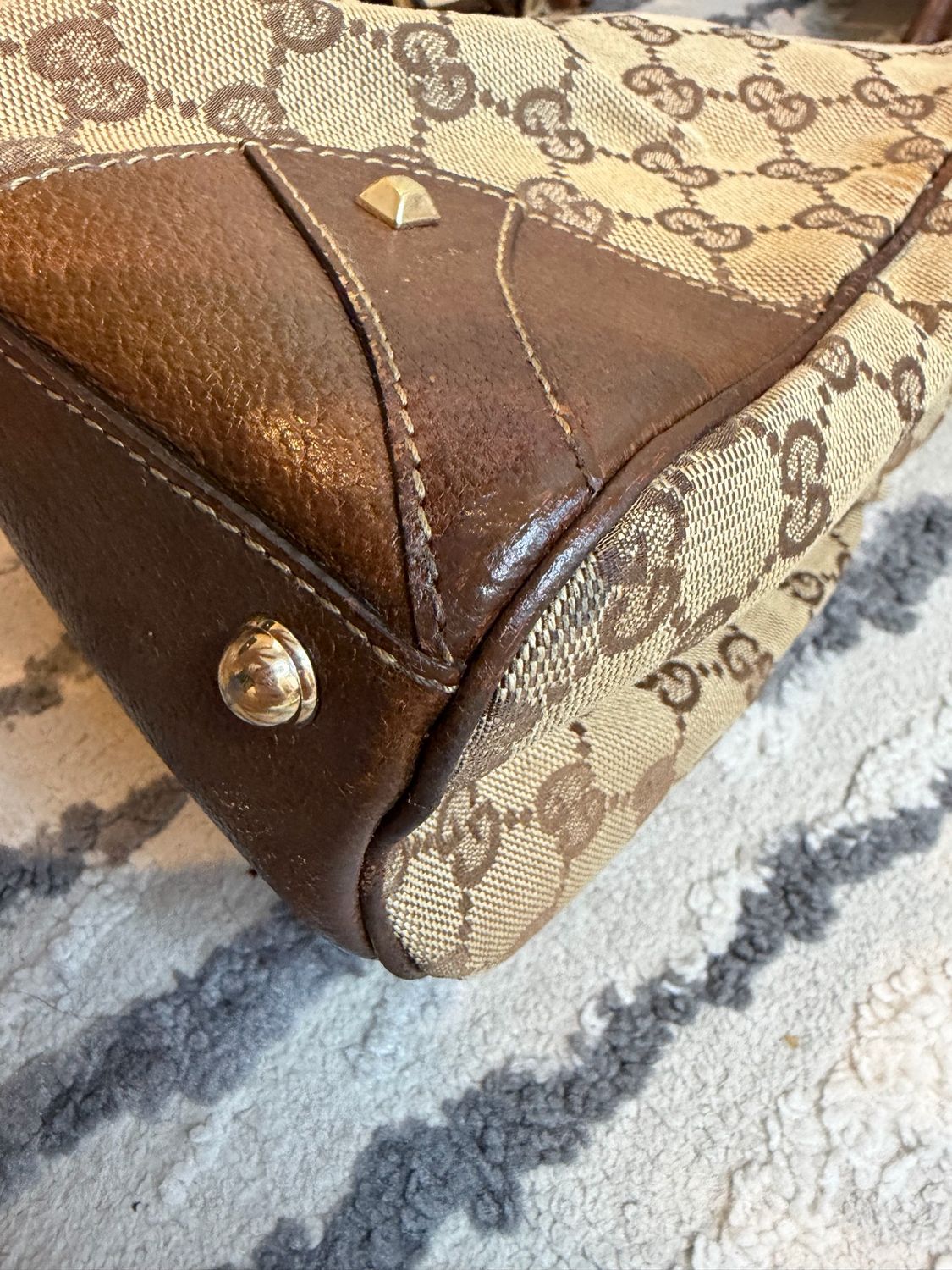 Gucci Monogram Canvas Jackie Hobo Piston Lock