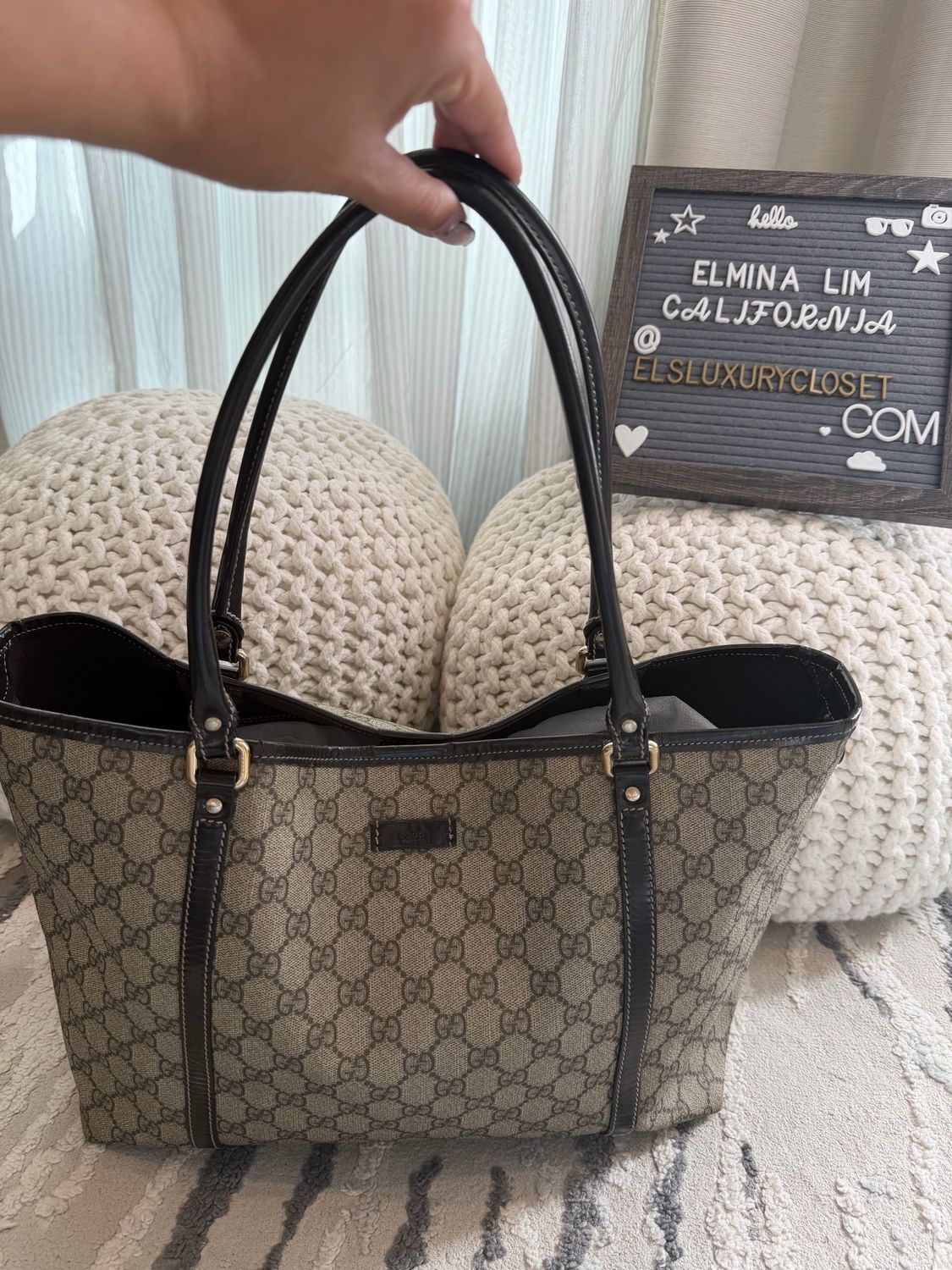 Gucci Monogram Supreme Joy Tote Medium Shoulder Bag