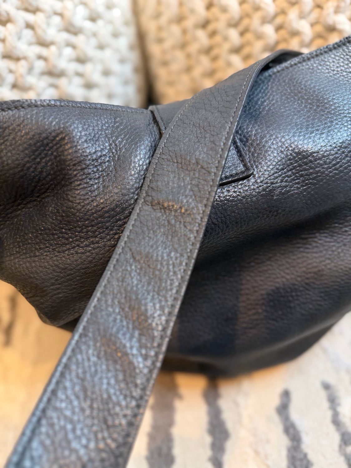 Miu miu Pebbled Leather Lock Bucket Shoulder Hobo Sling Bag