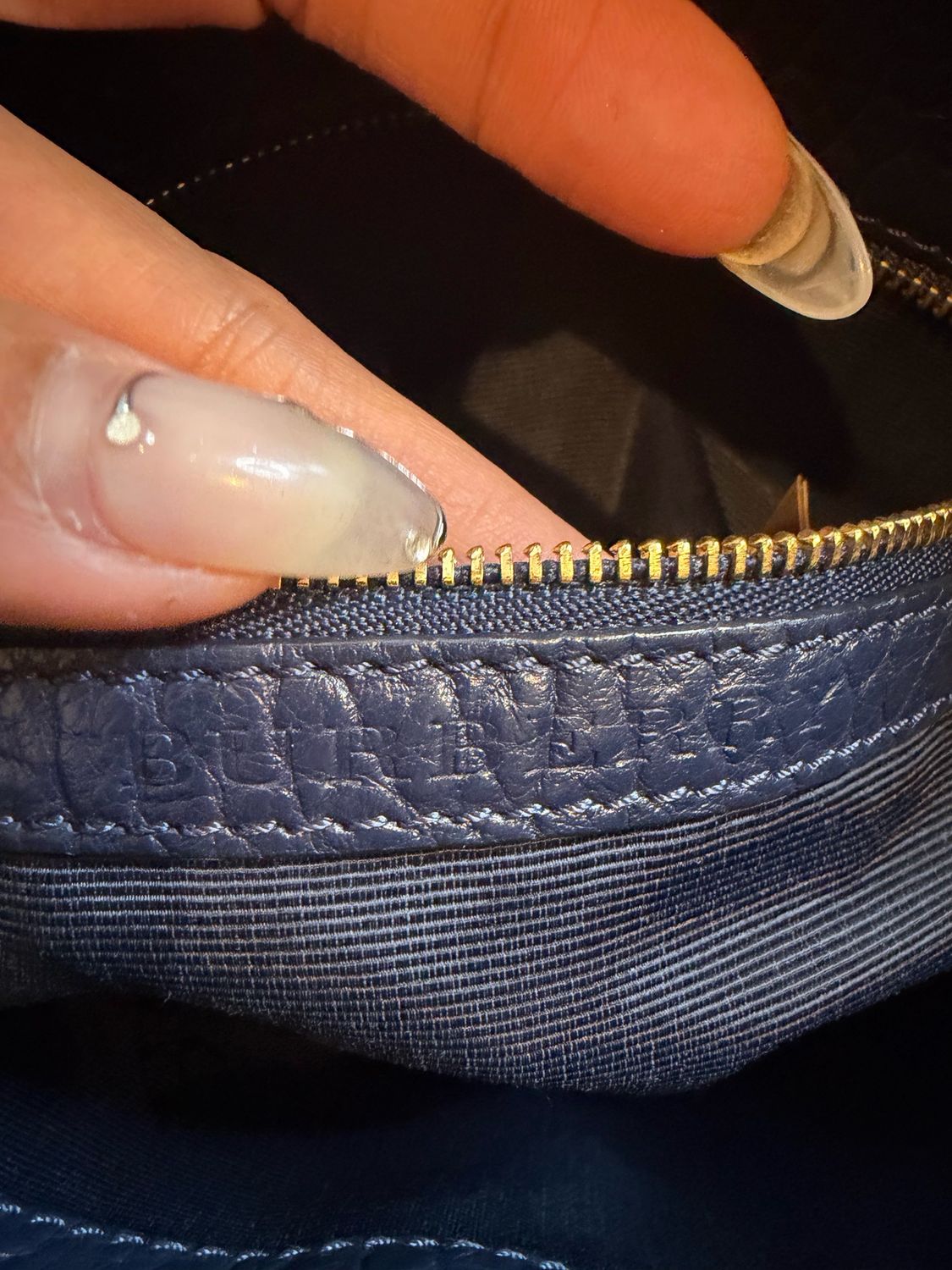 Burberry Embossed Chichester Crossbody Navy