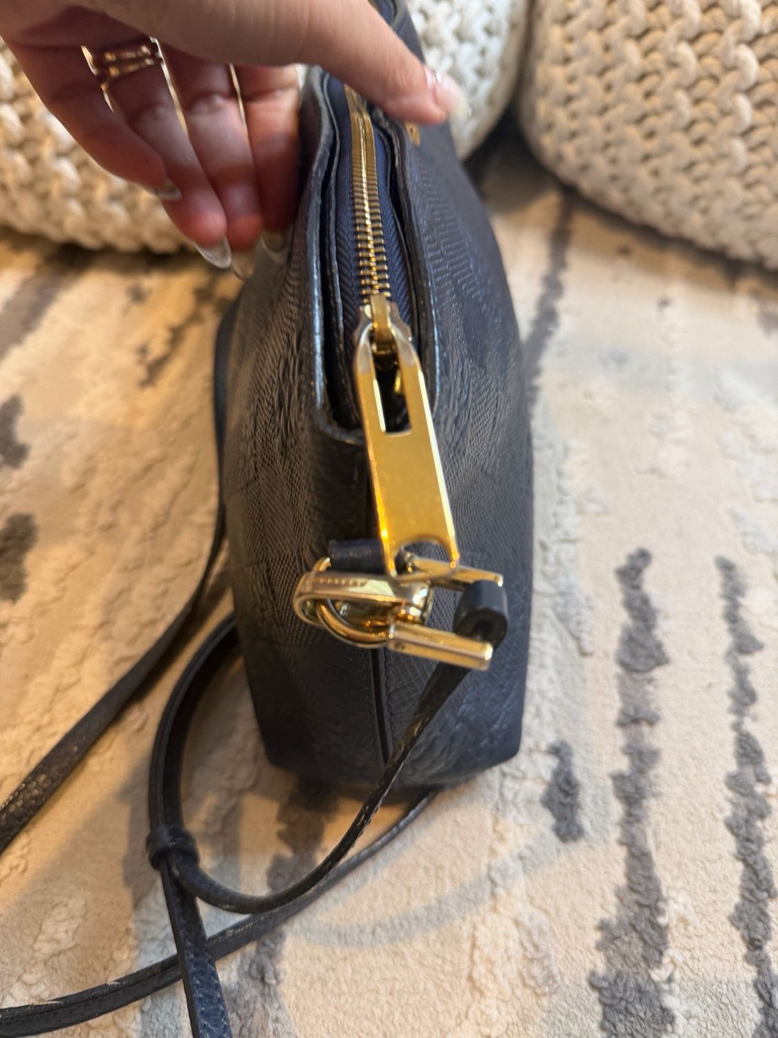 Burberry Embossed Chichester Crossbody Navy